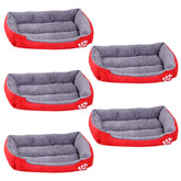 Kuber Industries Pack of 5 Dog & Cat Bed|Super Soft Plush Top Pet Bed|Oxford Cloth Polyester Filling|Machine Washable Dog Bed|Rectangular Cat Bed with Rise-Edge Pillow|QY036R-M|Red
